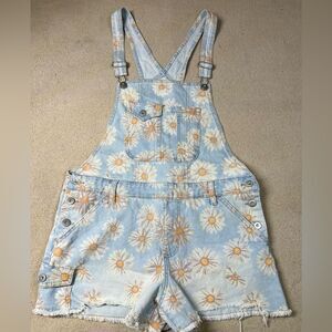 No boundaries women’s Jean Overalls with daisy pattern